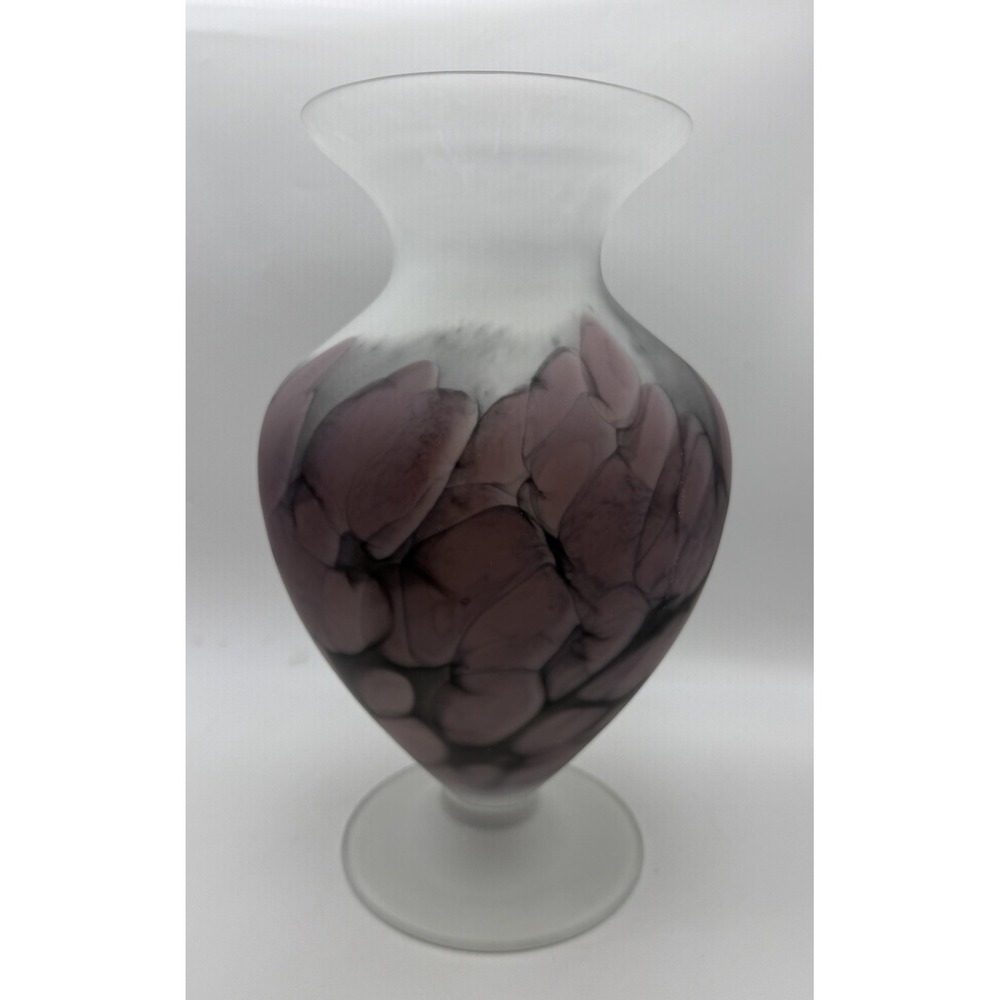 Vintage Tarnowiec Handblown Art Glass Reverse Paint Vase Poland 12.25" Tall